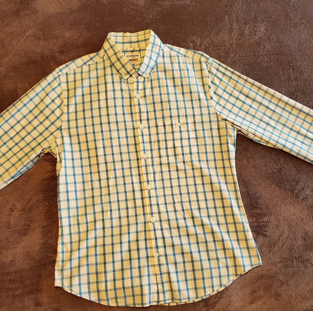 Express Mens Fitted Button Up Shirt Size M